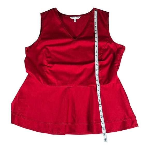 Brooks Brothers Women's Sleeveless V-Neck Side Zip Cotton Peplum Blouse Size 16 - Picture 8 of 10